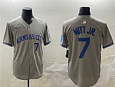 Men's Kansas City Royals #7 Bobby Witt Jr. Gray 2024 Away Limited Stitched Jersey,baseball caps,new era cap wholesale,wholesale hats